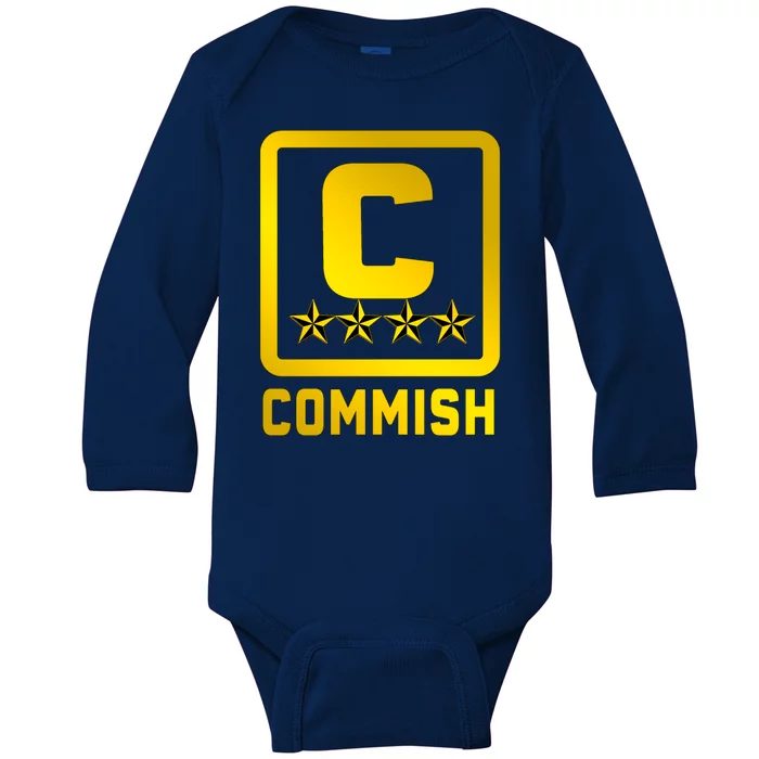 Commissioner Funny Fantasy Football Commish Baby Long Sleeve Bodysuit