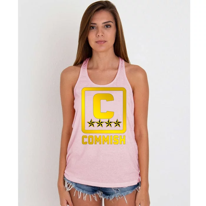 Commissioner Funny Fantasy Football Commish Women's Knotted Racerback Tank