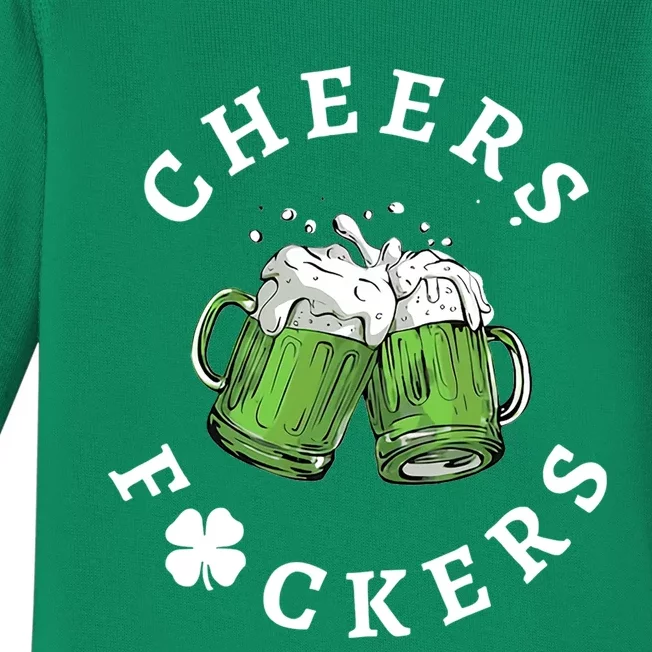 Cheers Feckers Friends Beer Lover Baby Long Sleeve Bodysuit