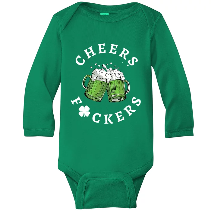 Cheers Feckers Friends Beer Lover Baby Long Sleeve Bodysuit