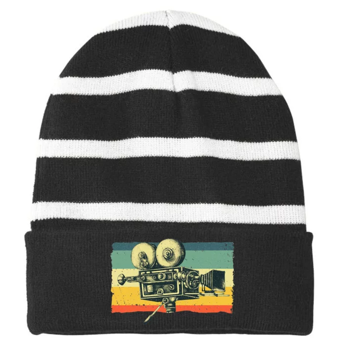 Cool Filmmaker For  Camera Movie Making Filmmaking Striped Beanie with Solid Band