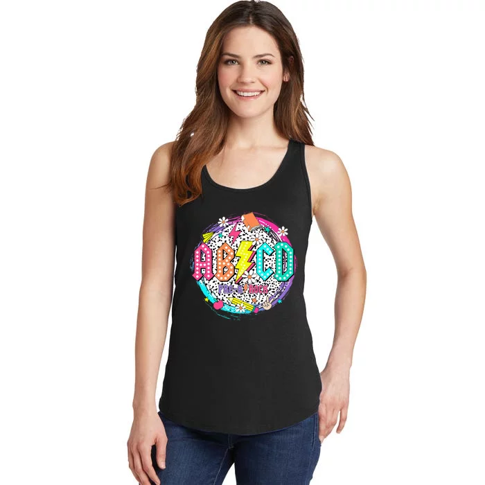 Cute Funny For Prek Teacher Abcd Rock Prek Rocks Ladies Essential Tank