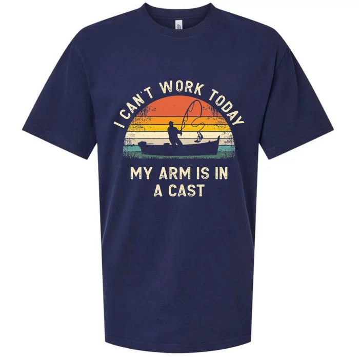 Cute Fishing Fathers Day I Cant Work Today My Arm Is In A Cast Sueded Cloud Jersey T-Shirt