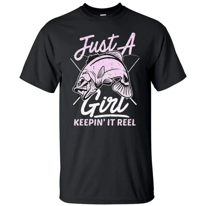 Cute Fishing Funny Keeping It Reel Purple Pink Tall T-Shirt