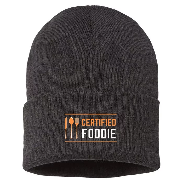 Certified Foodie Funny Designs For Food Lovers Sustainable Knit Beanie