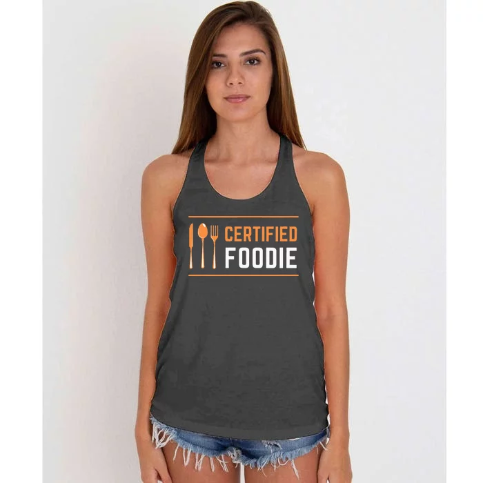 Certified Foodie Funny Designs For Food Lovers Women's Knotted Racerback Tank