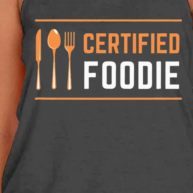 Certified Foodie Funny Designs For Food Lovers Women's Knotted Racerback Tank