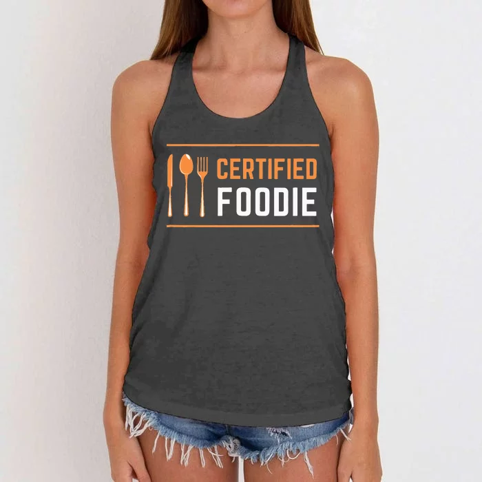 Certified Foodie Funny Designs For Food Lovers Women's Knotted Racerback Tank