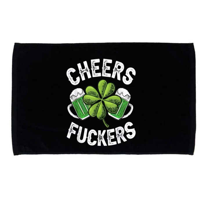 Cheers Fuckers Funny St Patricks Day Irish Drinking Microfiber Hand Towel