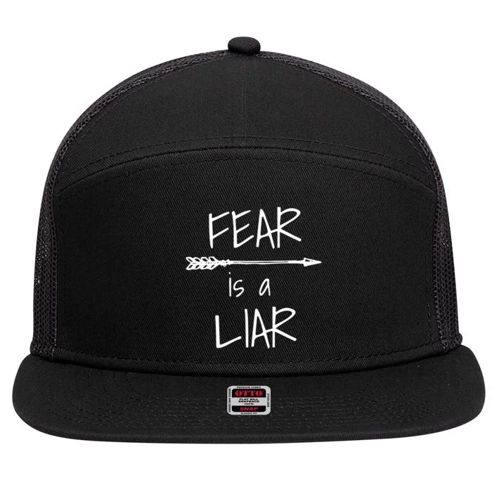 Christian Faith Fear Is A Liar 1 John 418 7 Panel Mesh Trucker Snapback Hat