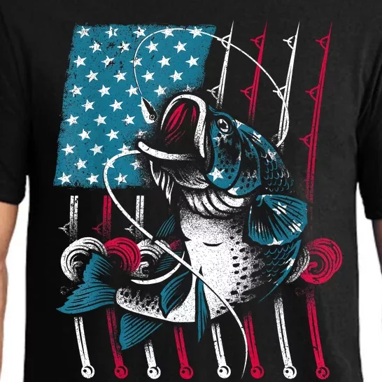 Cool Fishing For Men Women American Flag USA Fish Lover Pajama Set