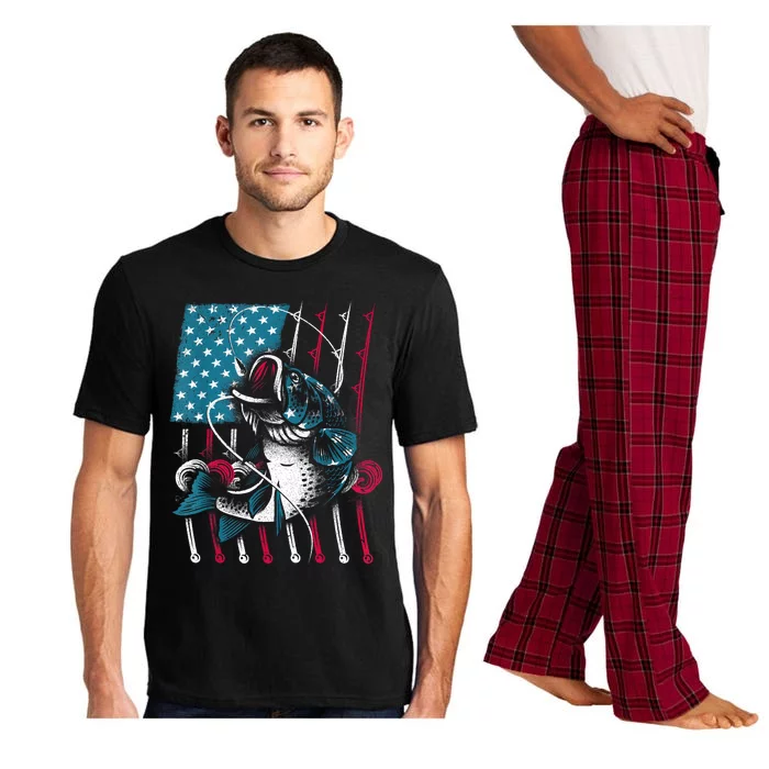 Cool Fishing For Men Women American Flag USA Fish Lover Pajama Set