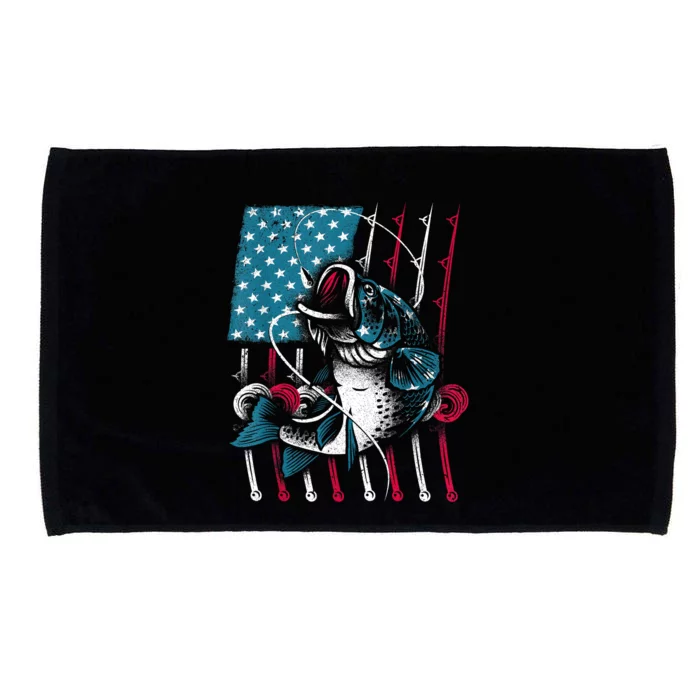 Cool Fishing For Men Women American Flag USA Fish Lover Microfiber Hand Towel