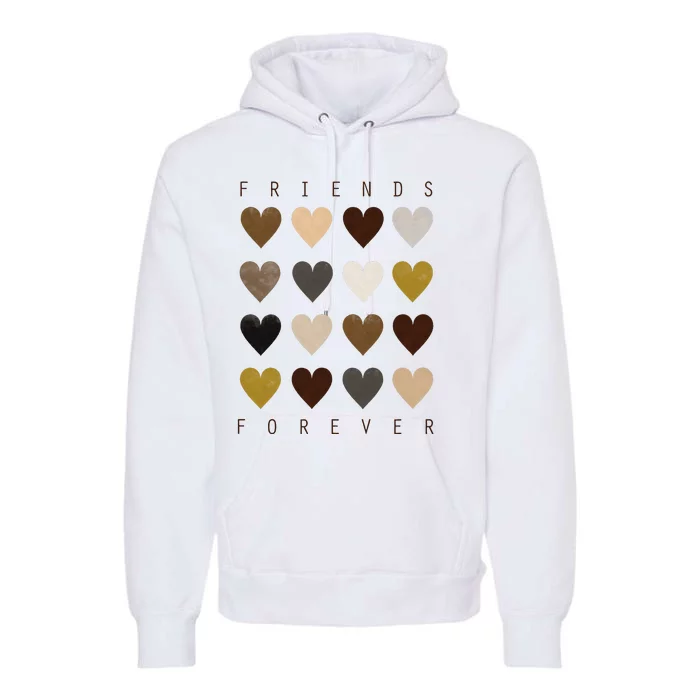 Cute Friends Forever Watercolor Patterned Hearts Friendship Premium Hoodie