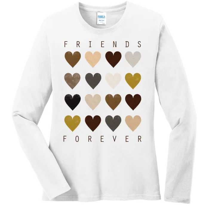 Cute Friends Forever Watercolor Patterned Hearts Friendship Ladies Long Sleeve Shirt