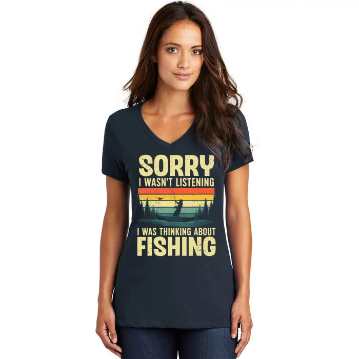 Cool Fishing Fisherman Bass Trout Fish Hunting Women's V-Neck T-Shirt