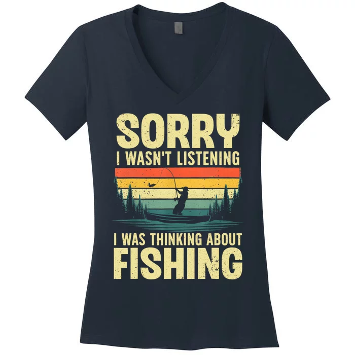 Cool Fishing Fisherman Bass Trout Fish Hunting Women's V-Neck T-Shirt