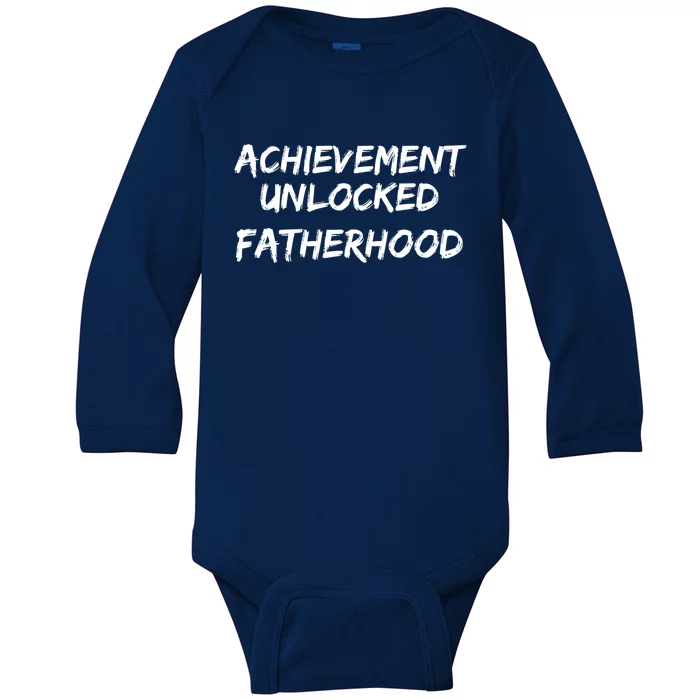 Cool First Father's Day Gift Achievet Unlocked Fatherhood Gift Baby Long Sleeve Bodysuit