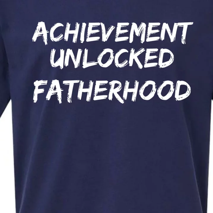 Cool First Father's Day Gift Achievet Unlocked Fatherhood Gift Sueded Cloud Jersey T-Shirt