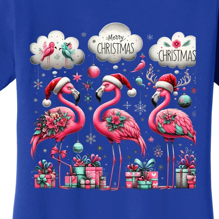 Christmas Funny Flamingo Pink Christmas Tree Xmas Gift Women's T-Shirt