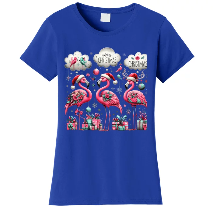 Christmas Funny Flamingo Pink Christmas Tree Xmas Gift Women's T-Shirt