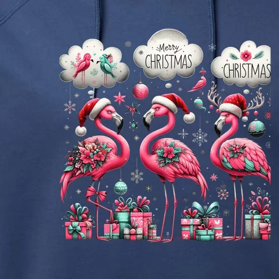 Christmas Funny Flamingo Pink Christmas Tree Xmas Gift Performance Fleece Hoodie