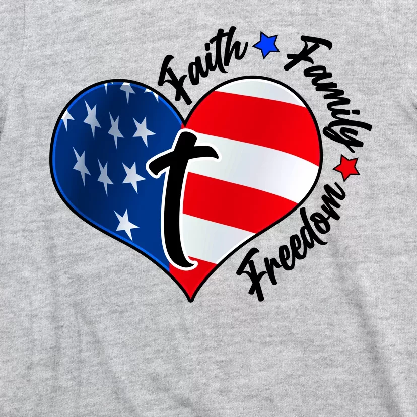 Cute Faith Family Freedom American USA Heart T-Shirt