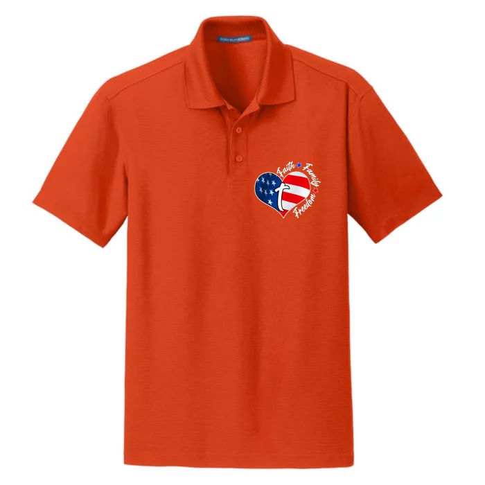 Cute Faith Family Freedom American USA Heart Dry Zone Grid Performance Polo