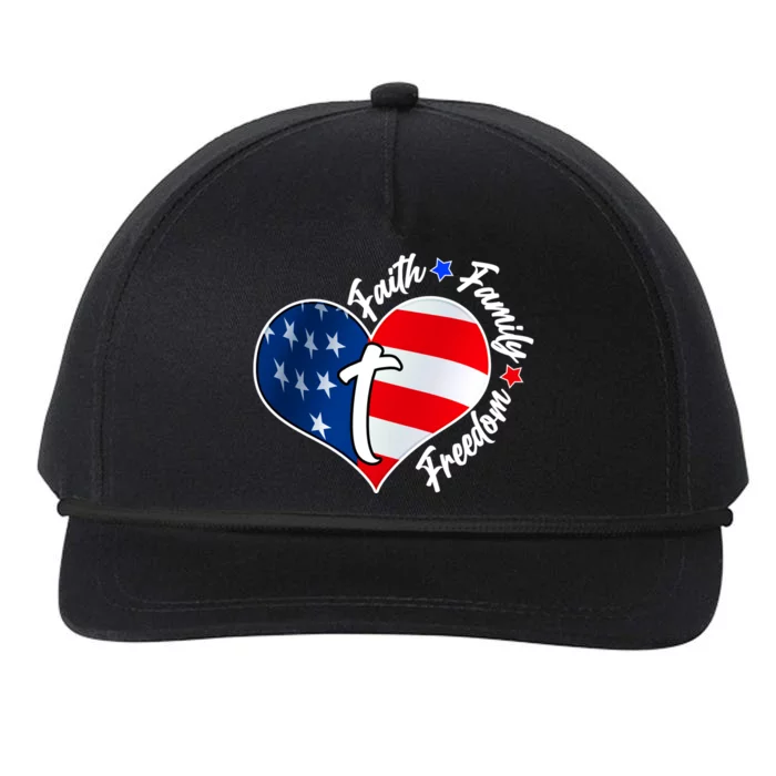 Cute Faith Family Freedom American USA Heart Snapback Five-Panel Rope Hat