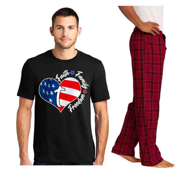 Cute Faith Family Freedom American USA Heart Pajama Set