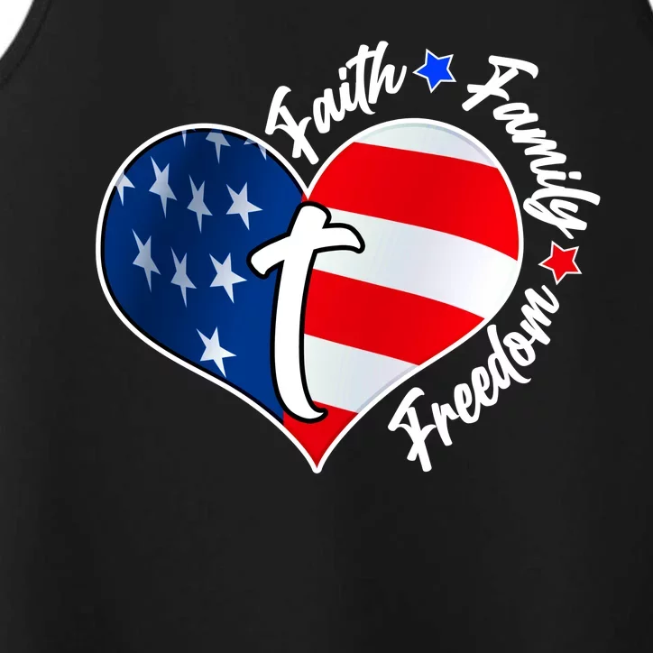 Cute Faith Family Freedom American USA Heart Performance Tank