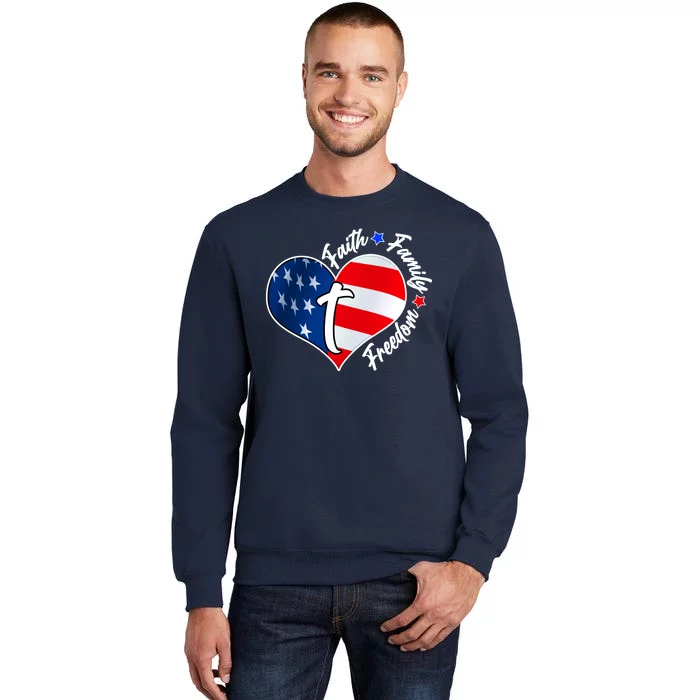 Cute Faith Family Freedom American USA Heart Sweatshirt