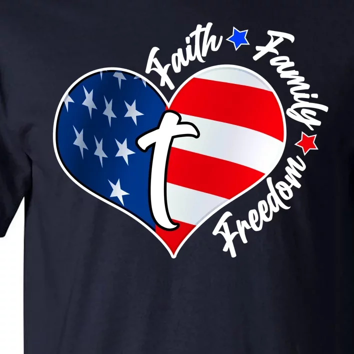 Cute Faith Family Freedom American USA Heart Tall T-Shirt