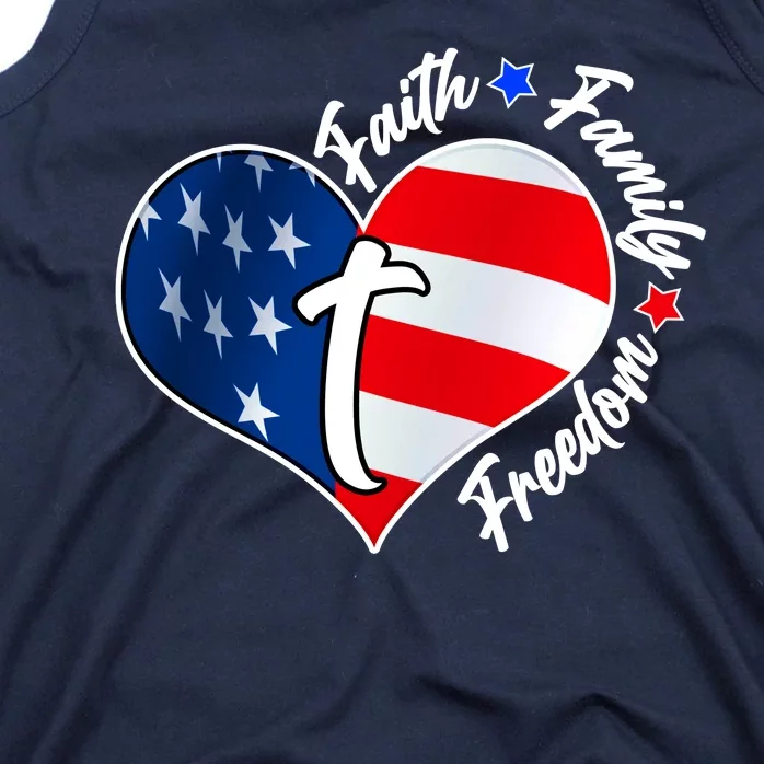 Cute Faith Family Freedom American USA Heart Tank Top