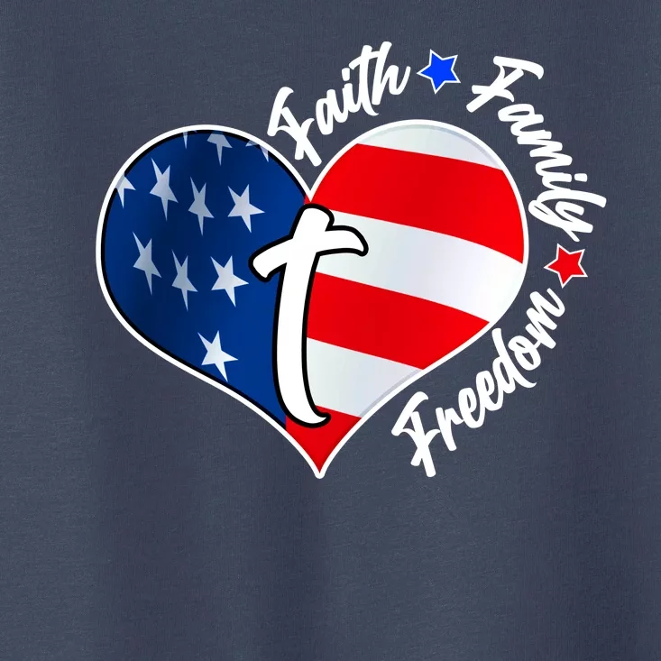 Cute Faith Family Freedom American USA Heart Toddler T-Shirt