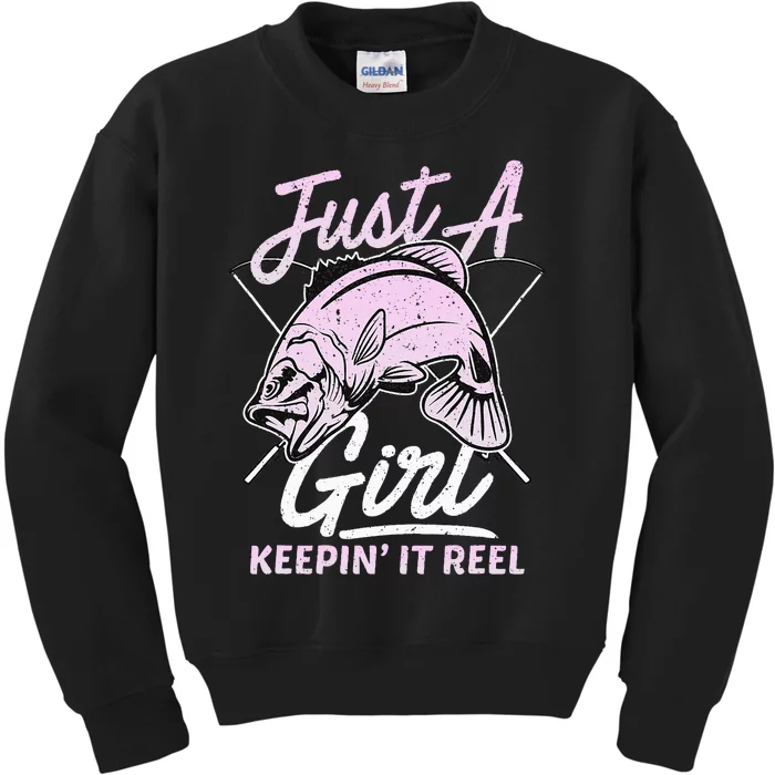 Cute Fishing Funny Keeping It Reel Purple Kids Sweatshirt