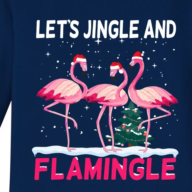 Christmas Flamingo Funny Pink Flamingle Xmas Baby Long Sleeve Bodysuit