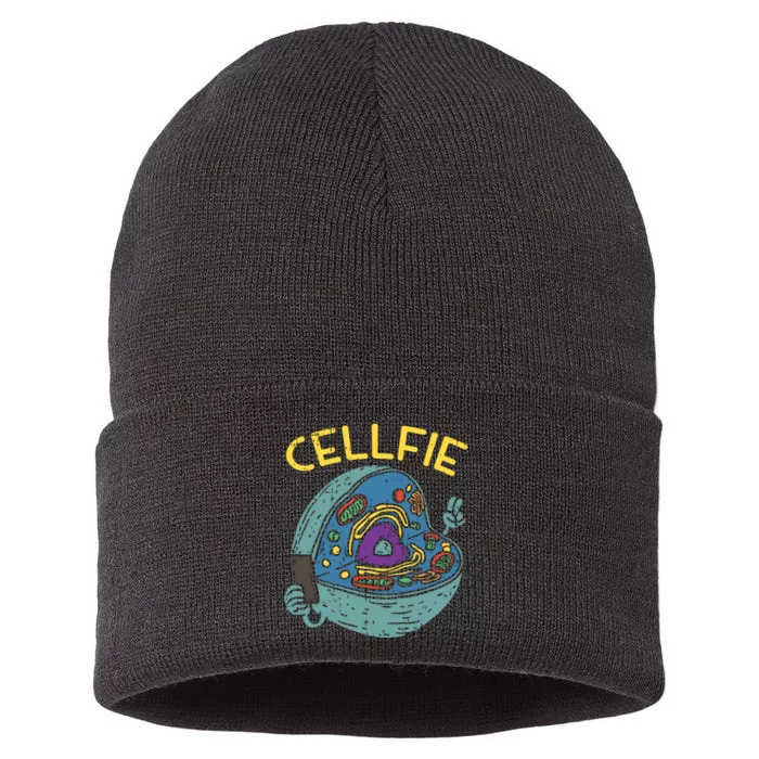 Cell Fie Funny Science Biology Teacher Sustainable Knit Beanie