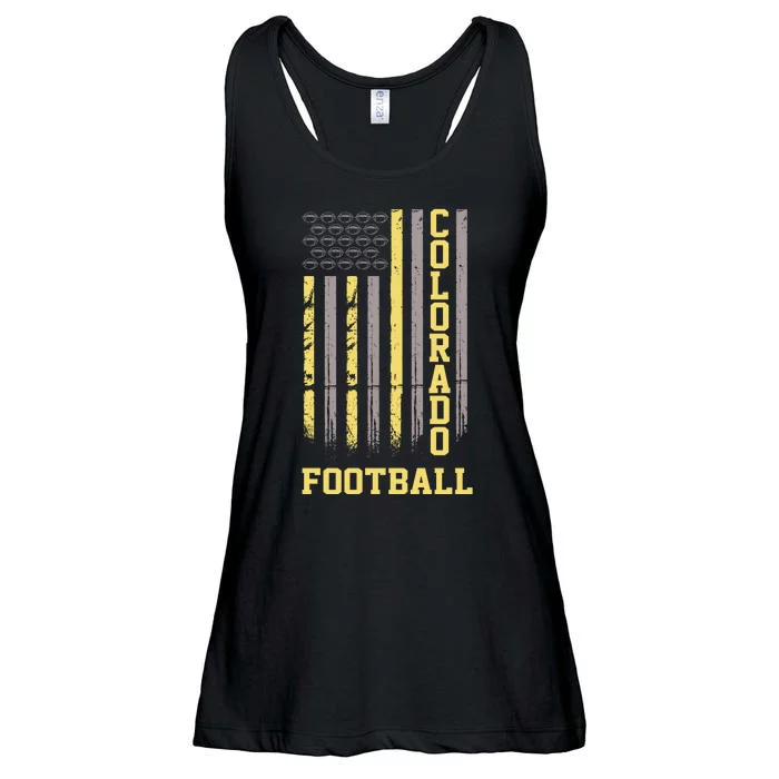 Colorado Football Fan American Flag Ladies Essential Flowy Tank