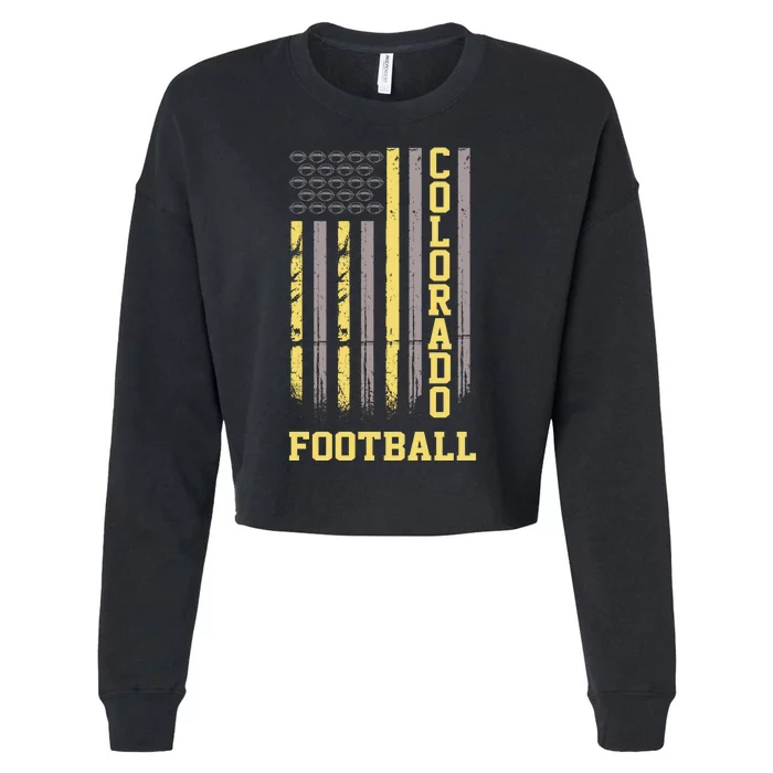 Colorado Football Fan American Flag Cropped Pullover Crew