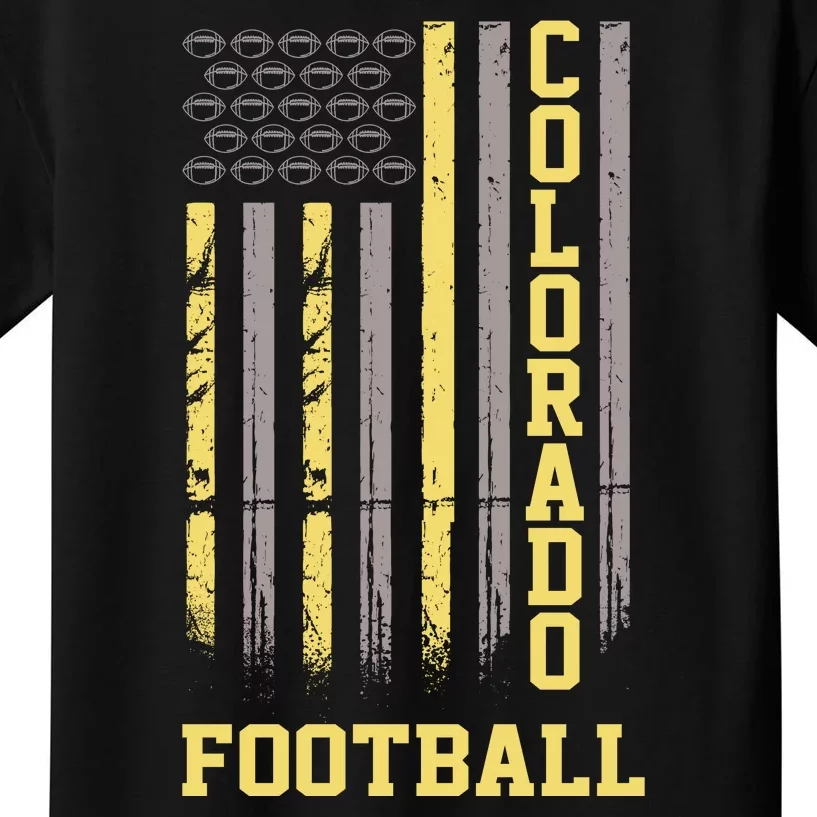 Colorado Football Fan American Flag Kids T-Shirt