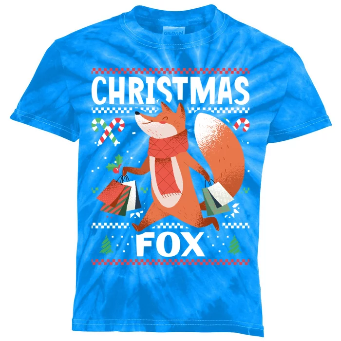 Christmas Fox For Xmas Gift Kids Tie-Dye T-Shirt