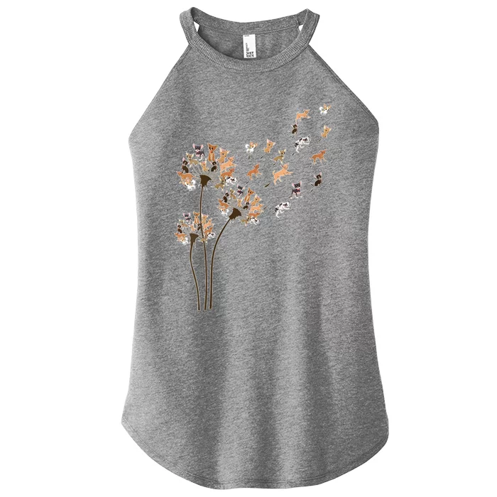 Chihuahua Flower Fly Dandelion Chihuahua Funny Dog Lover V Neck Women’s Perfect Tri Rocker Tank