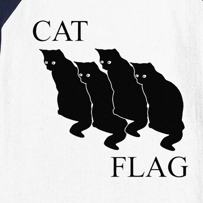 Cat Flag Funny Black Flag Baseball Sleeve Shirt