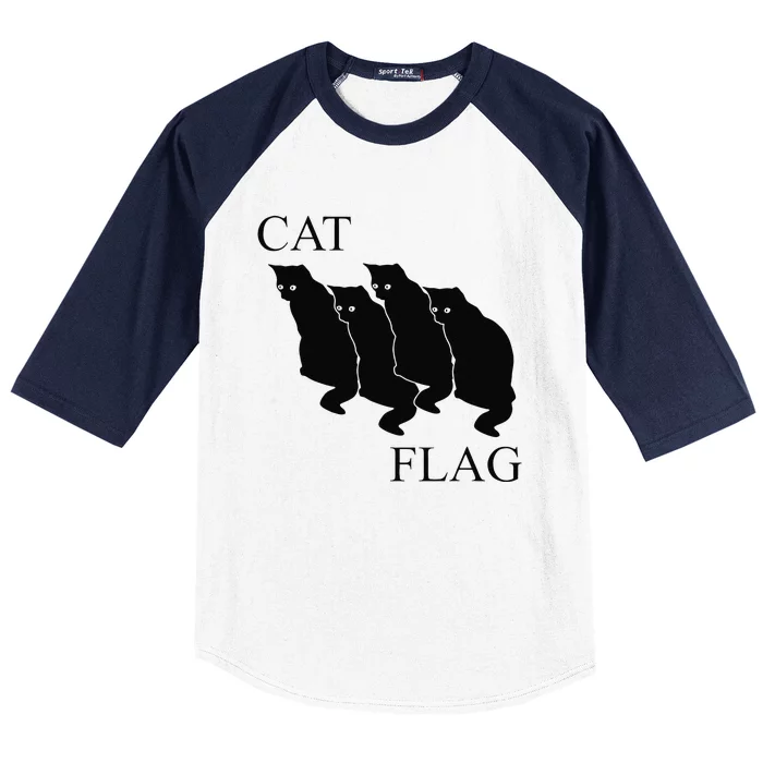 Cat Flag Funny Black Flag Baseball Sleeve Shirt