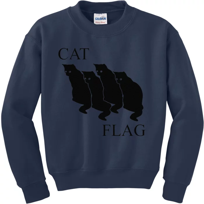 Cat Flag Funny Black Flag Kids Sweatshirt