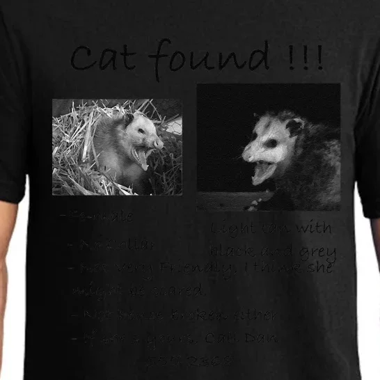 Cat Found! Funny Pet Opossum Possum Pajama Set