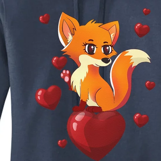 Cute Foxy Fox Valentines Day Love Heart Gift Women's Pullover Hoodie