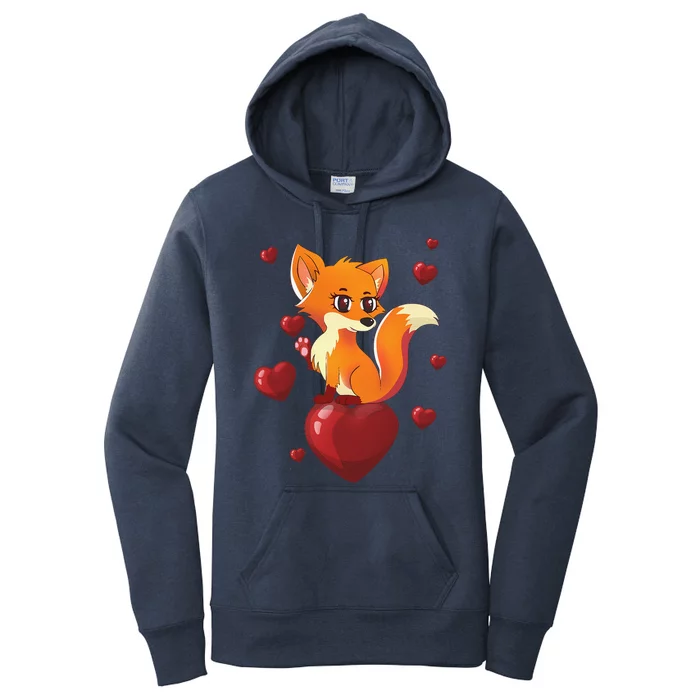 Cute Foxy Fox Valentines Day Love Heart Gift Women's Pullover Hoodie