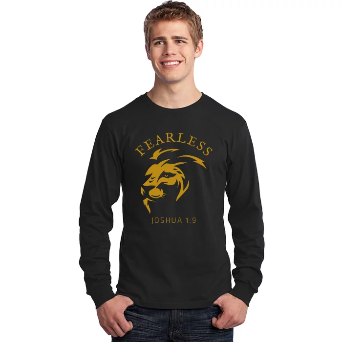 Christian Faith Fearless Joshua 1:9 Lion Of Judah Gift Long Sleeve Shirt